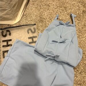 SHEIN Sky Blue Bow Detail Tank and Skort